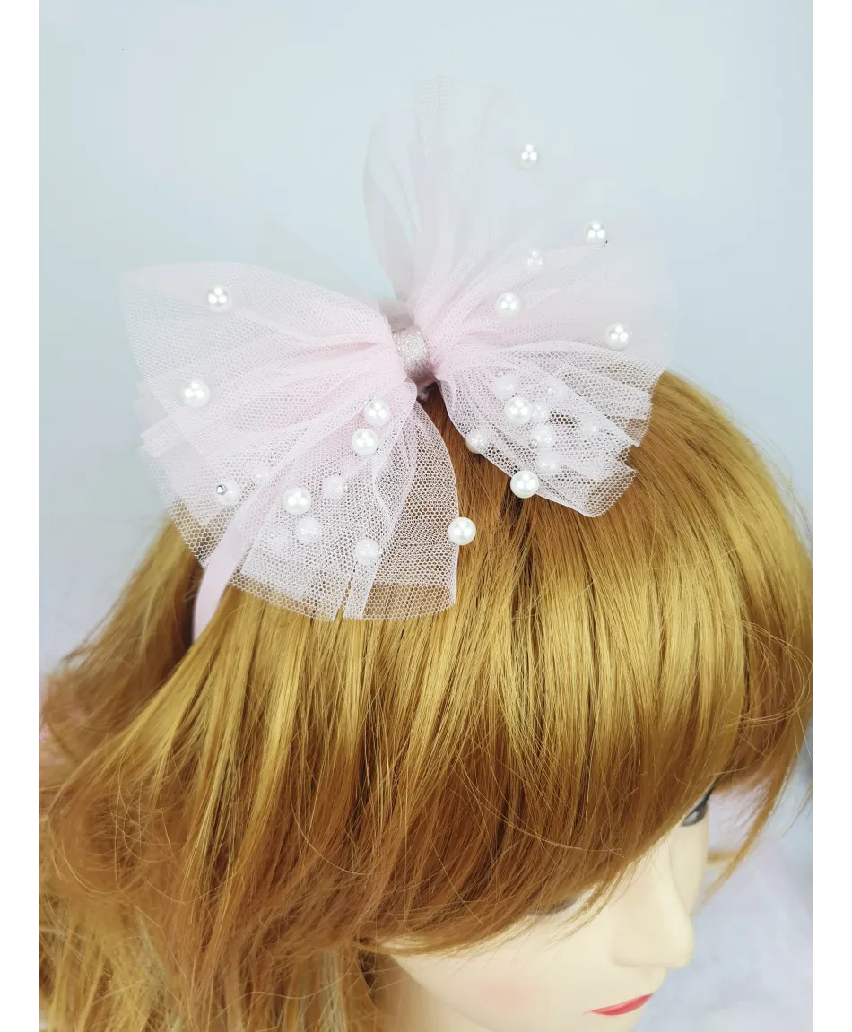 Opaska z dużą tiulową kokardą