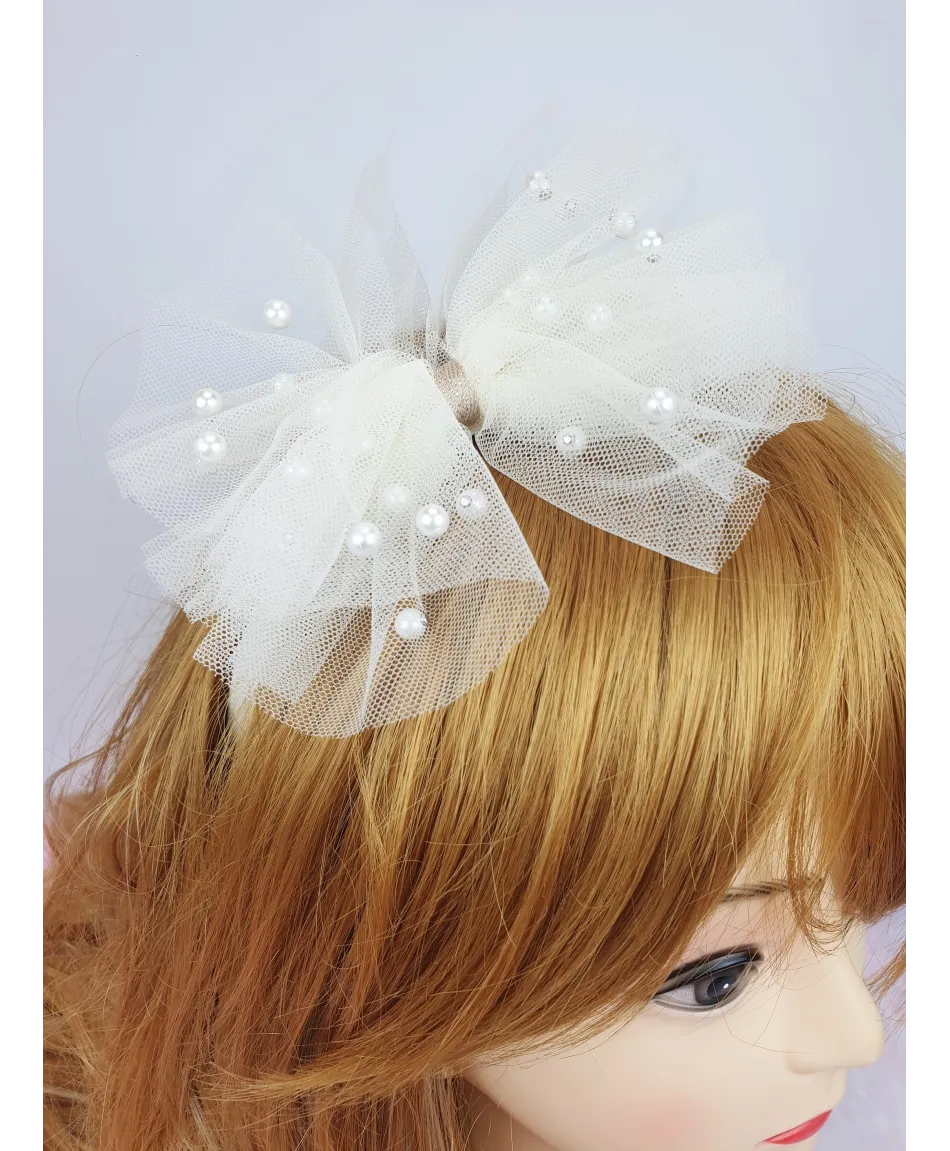 Opaska z dużą tiulową kokardą