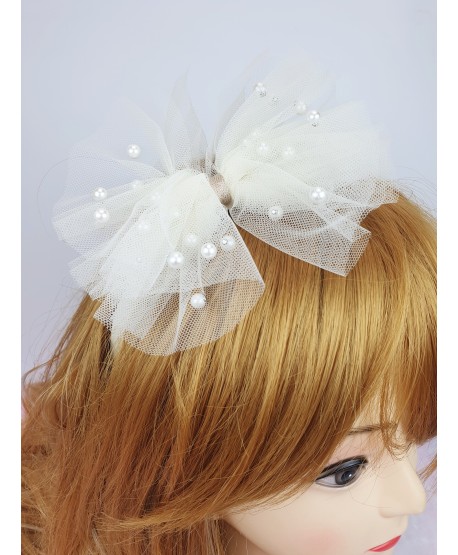 Opaska z dużą tiulową kokardą