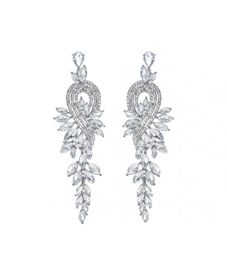 Kolczyki srebrne z kryształkami w kształcie listków