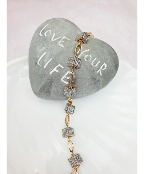 Bransoletka złota stal z błyszczącymi elementami