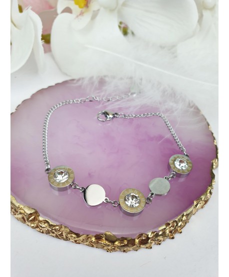 Bransoletka srebrna stal cyfry rzymskie