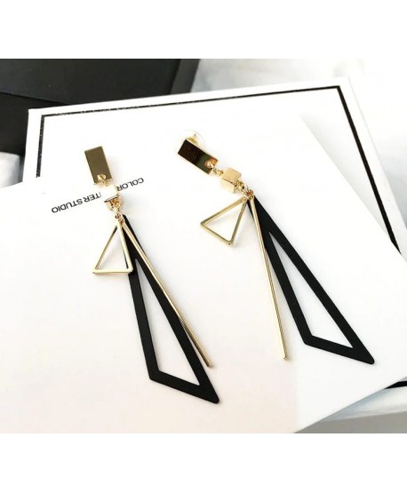 Kolczyki czarno-złote trójkąty