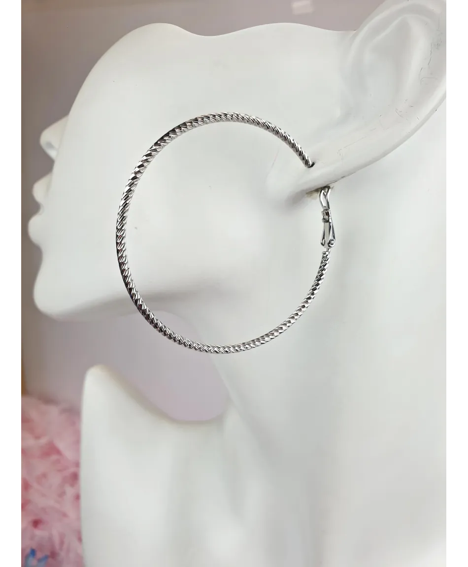 Kolczyki stal koła srebrne 5,5 cm Kolczyki stal koła srebrne 5,5 cm