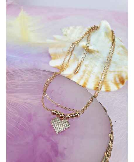 Bransoletka na kostkę stal złota z serduszkiem