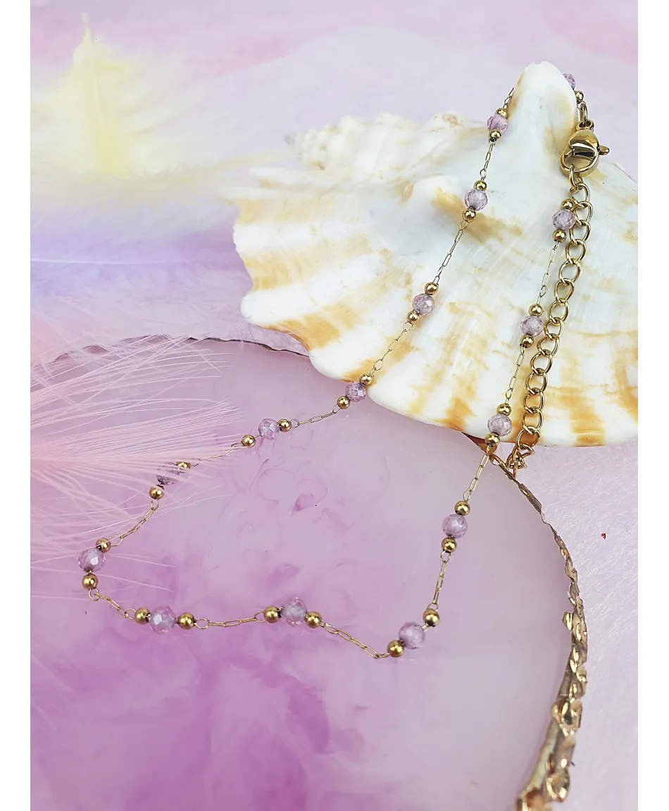 Bransoletki na kostkę stal złote z koralikami