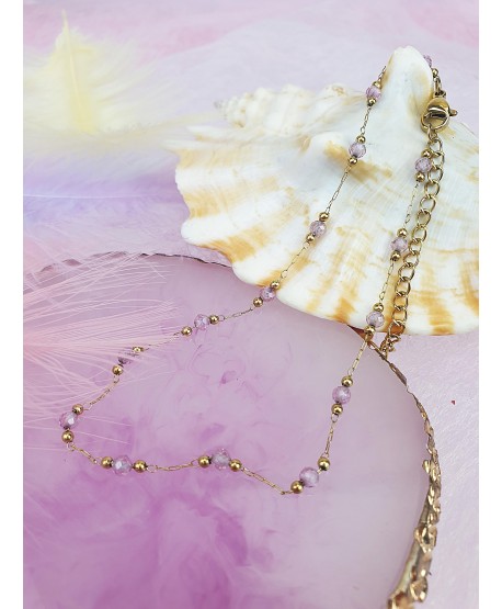 Bransoletki na kostkę stal złote z koralikami