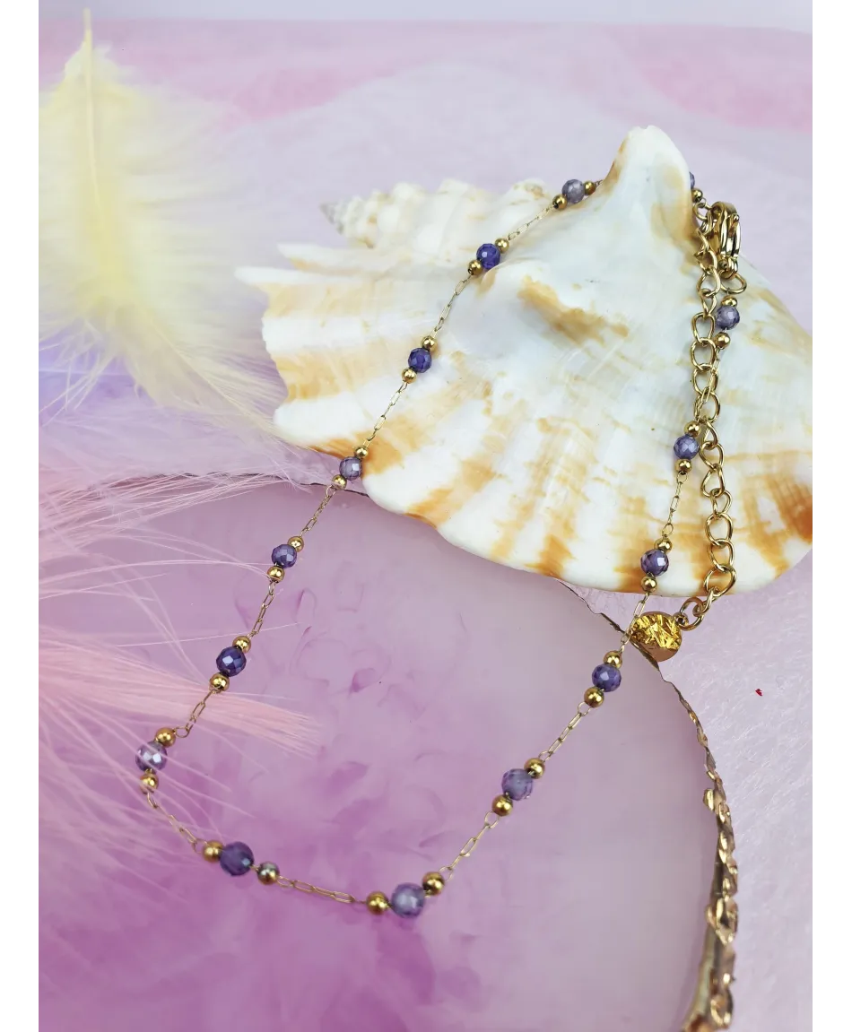 Bransoletki na kostkę stal złote z koralikami