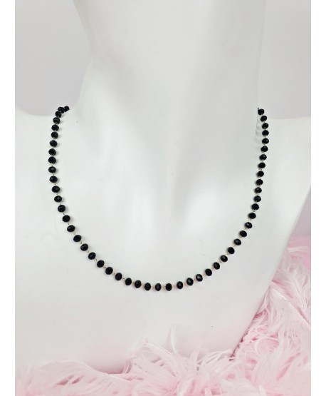 Naszyjnik stal czarne koraliki