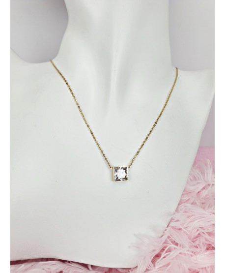 Naszyjnik stal kwadratowa cyrkonia