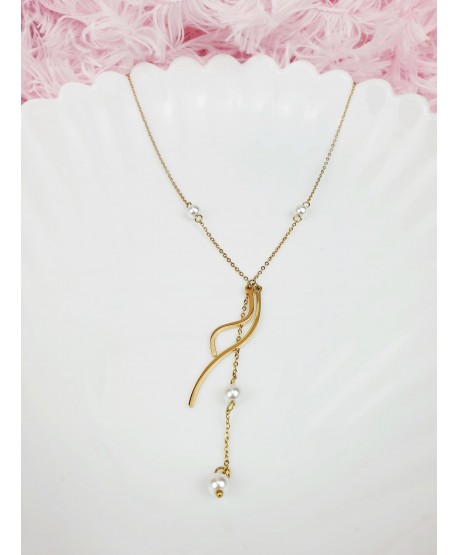 Naszyjnik stal zwis z perełkami