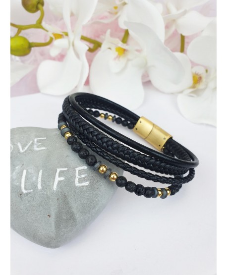 Bransoletka skórzana z koralikami