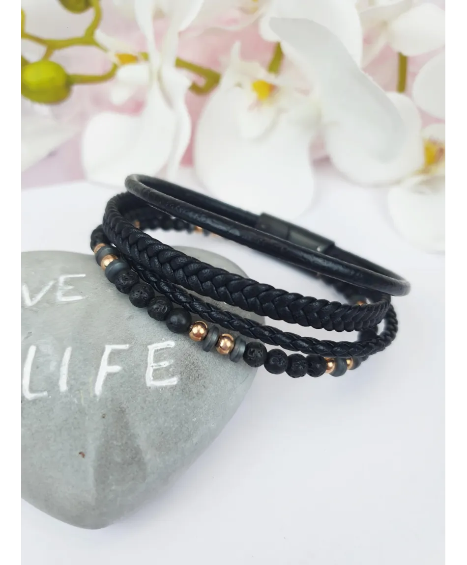 Bransoletka skórzana z koralikami