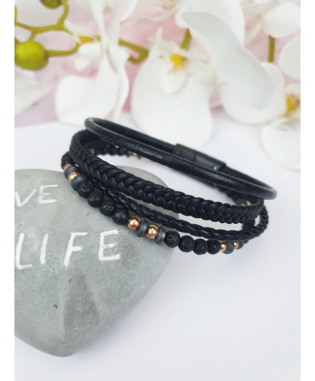 Bransoletka skórzana z koralikami