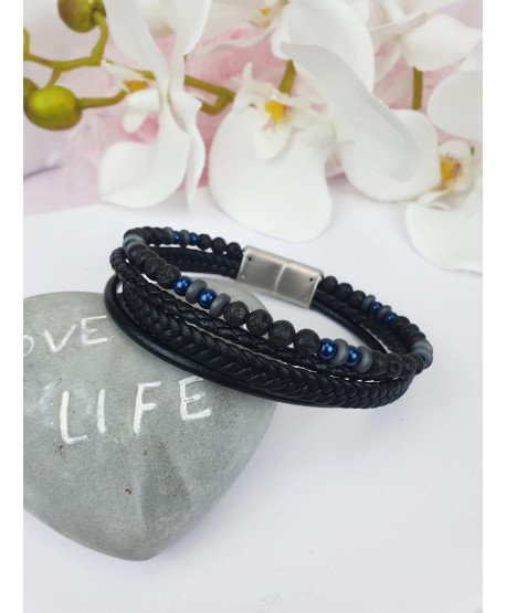 Bransoletka skórzana z koralikami