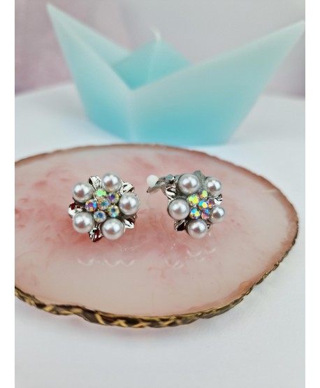 Klipsy kwiatuszki z perełkami