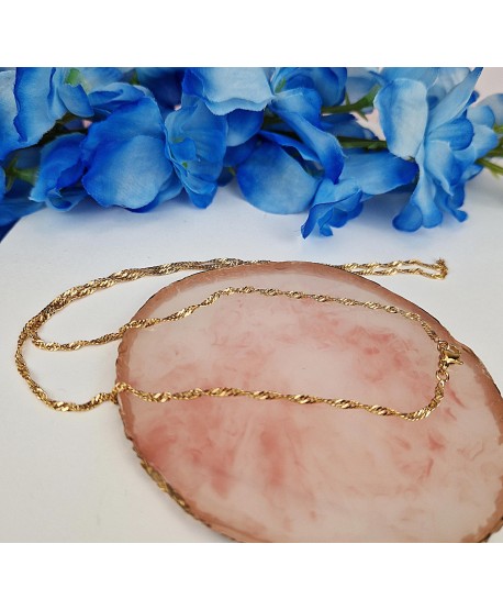 Łańcuszek stal złoty 45 cm splot singapur