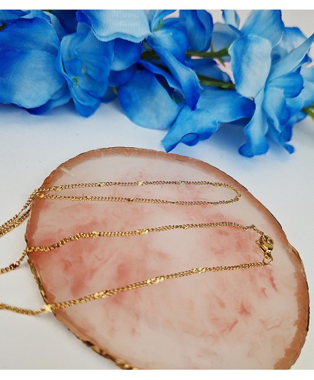 Łańcuszek stal złoty 45 cm drobna pancerka ze zdobieniem