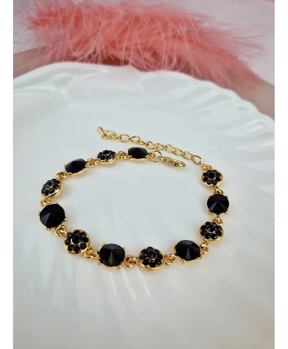 Bransoletki z kryształków czarna fioletowa