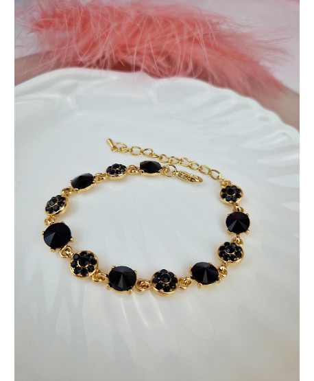 Bransoletki z kryształków czarna fioletowa