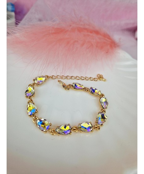 Bransoletki z kryształków złota opalizująca czarna