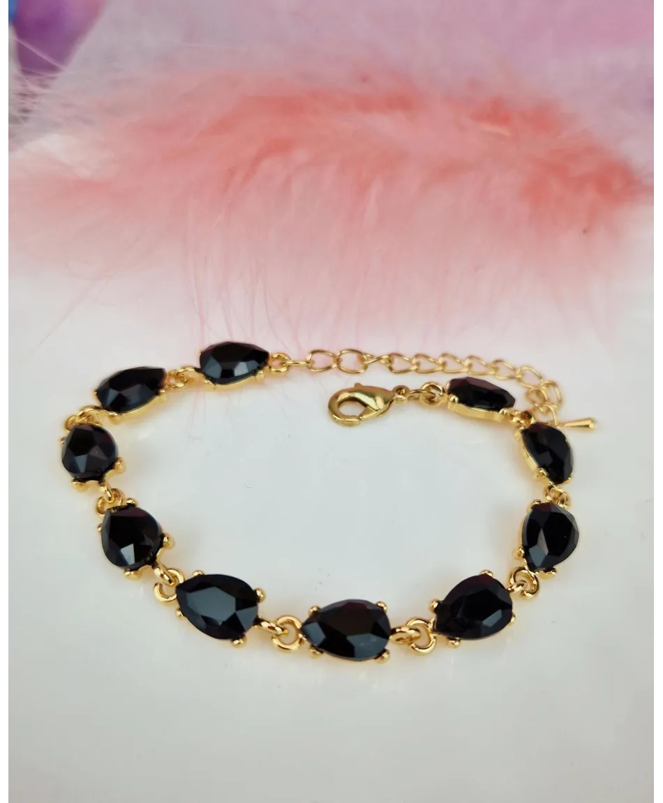 Bransoletki z kryształków złota opalizująca czarna