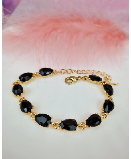 Bransoletki z kryształków złota opalizująca czarna