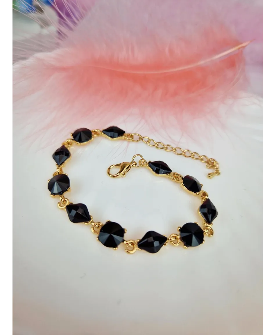 Bransoletki z kryształków zielona fuksja czarna złota