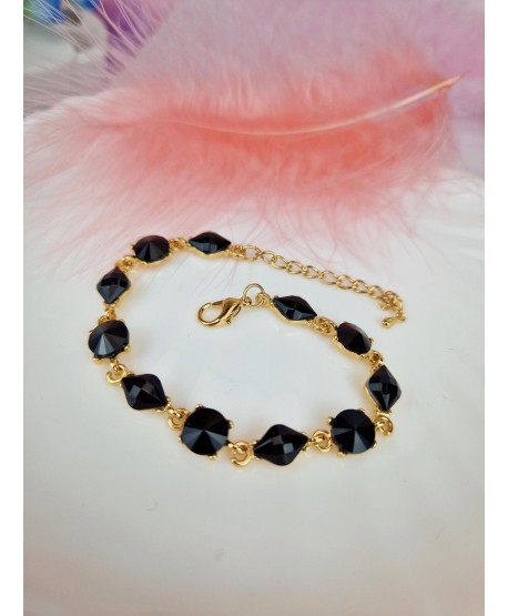 Bransoletki z kryształków zielona fuksja czarna złota