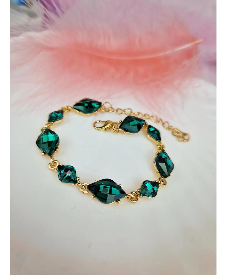 Bransoletki z kryształków zielona fuksja czarna złota