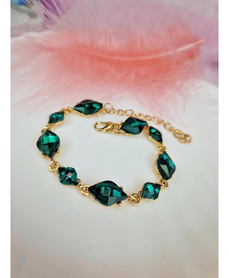 Bransoletki z kryształków zielona fuksja czarna złota