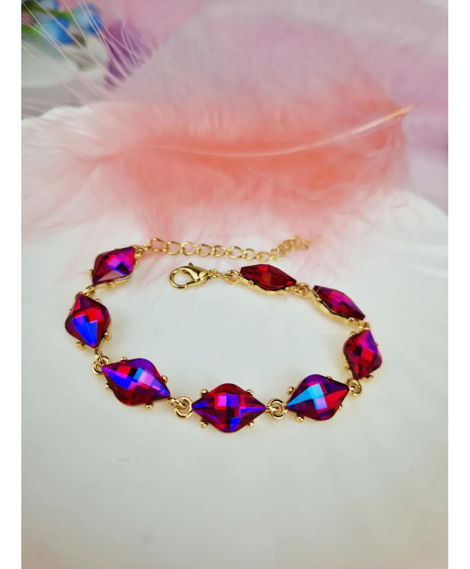 Bransoletki z kryształków zielona fuksja czarna złota