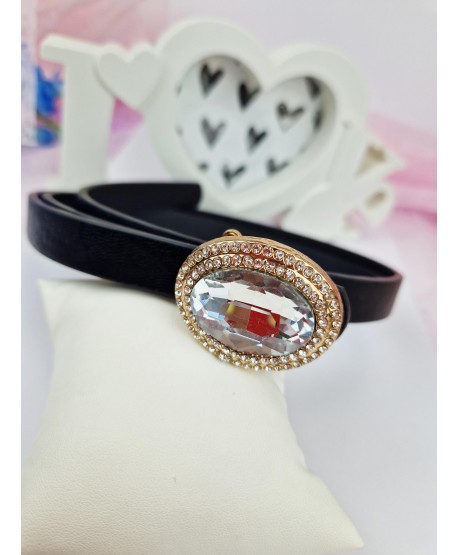 Pasek do sukienki czarny z kryształem