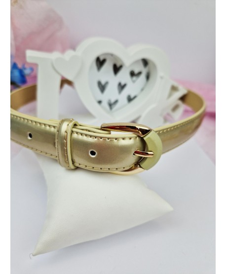 Pasek złoty lakierowany z klamrą