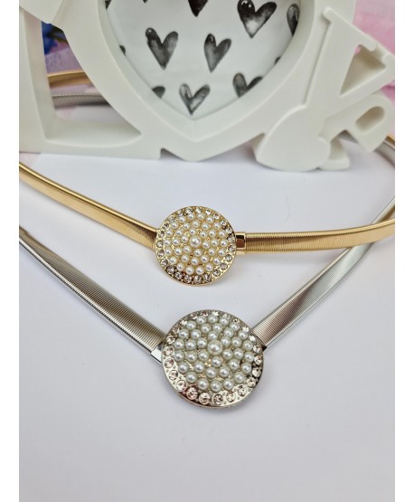 Paski sprężynkowe z klamerką z perełkami