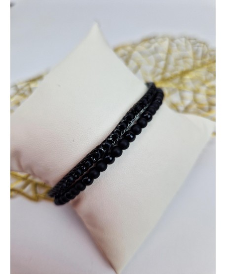 Bransoletka męska skórzana z koralikami