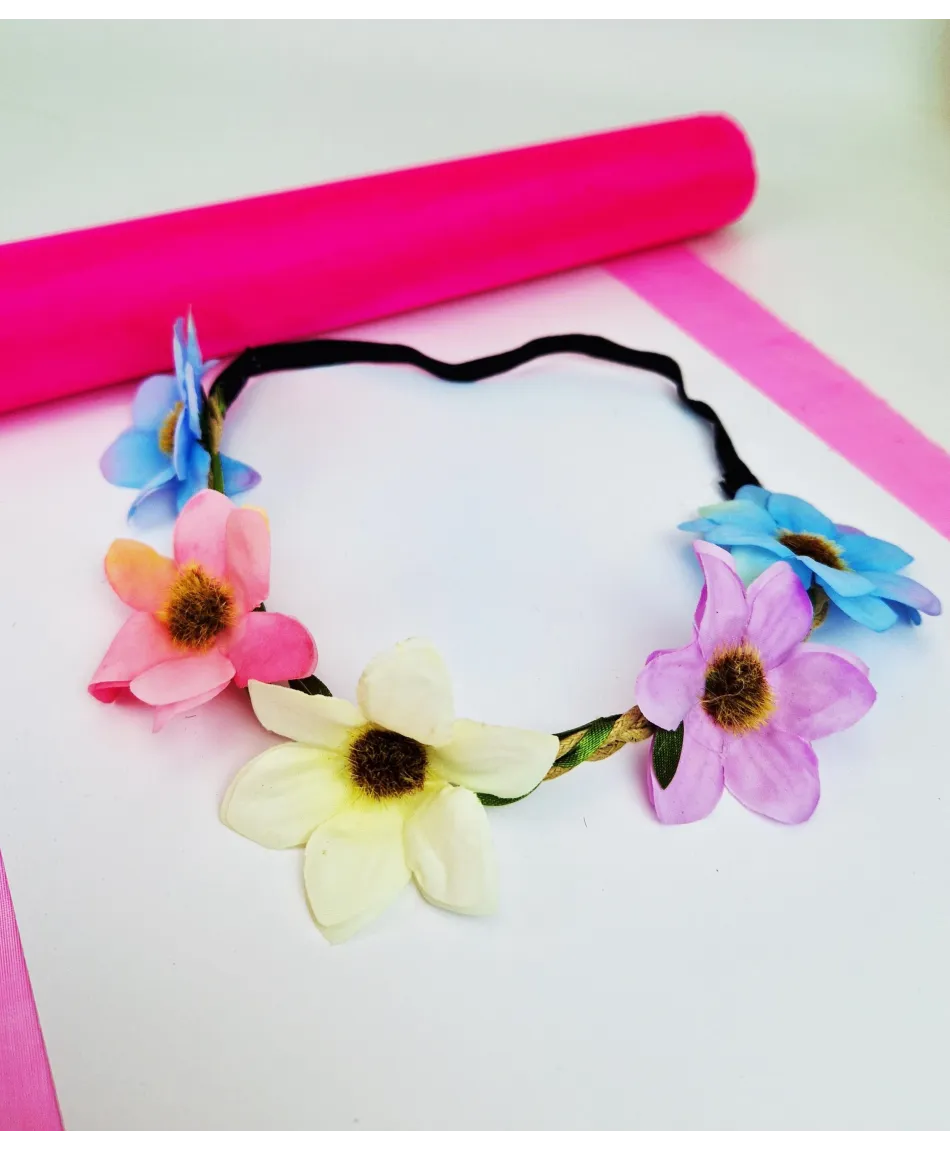 Opaski z kwiatkami wianki na gumce