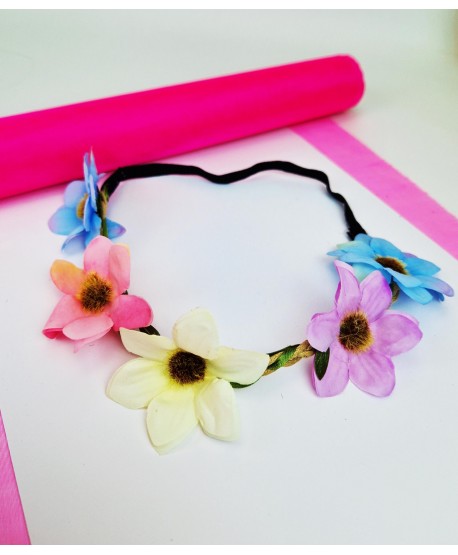 Opaski z kwiatkami wianki na gumce
