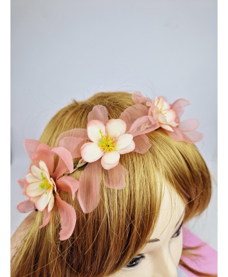 Opaski z kwiatkami wianki na gumce