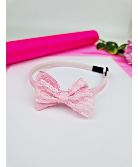 Opaska różowa z kokardką