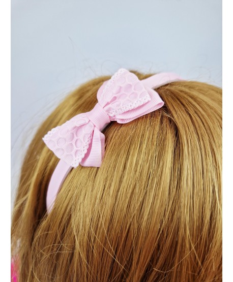Opaska różowa z kokardką