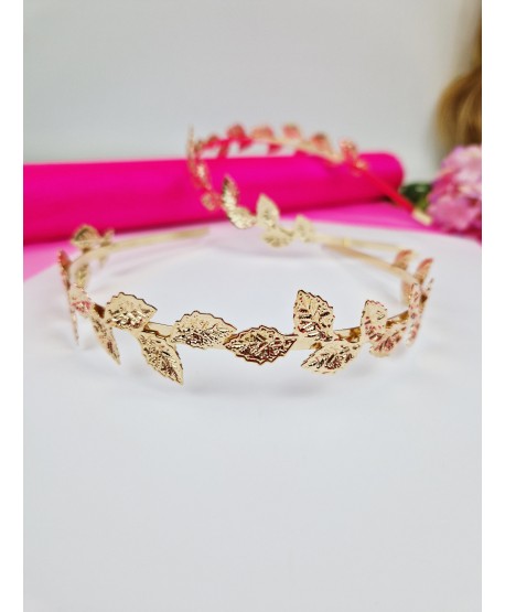 Opaska do włosów złota z listkami