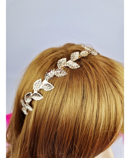 Opaska do włosów złota z listkami
