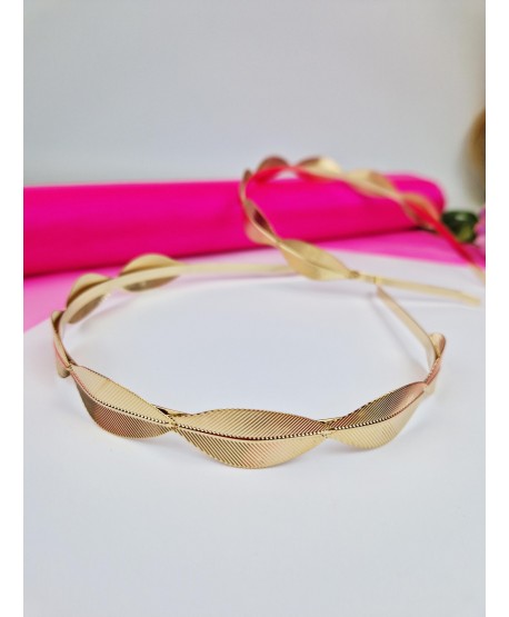 Opaska do włosów złota z listkami