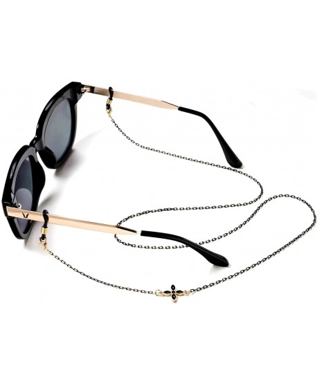 Łańcuszek do okularów czarny z koniczynką