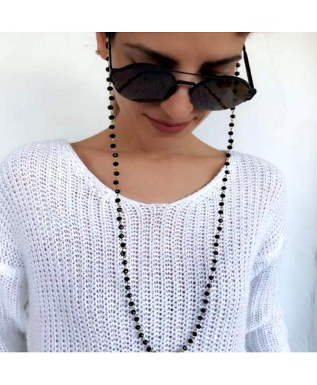 Łańcuszek do okularów czarne koraliki