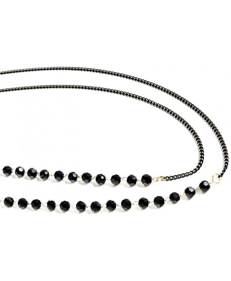 Łańcuszek do okularów czarne koraliki z łańcuszkiem