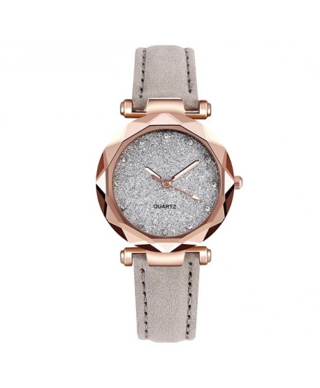 Zegarek damski szary z brokatową tarczą