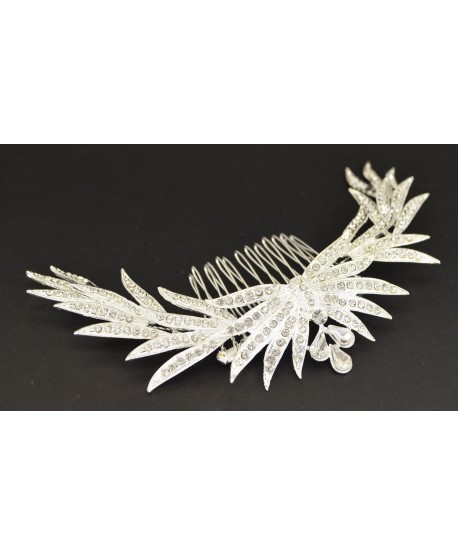 Grzebień ozdobny srebrny duży