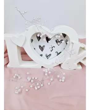 Ozdoba do włosów ślubna gałązka perełki i kryształki